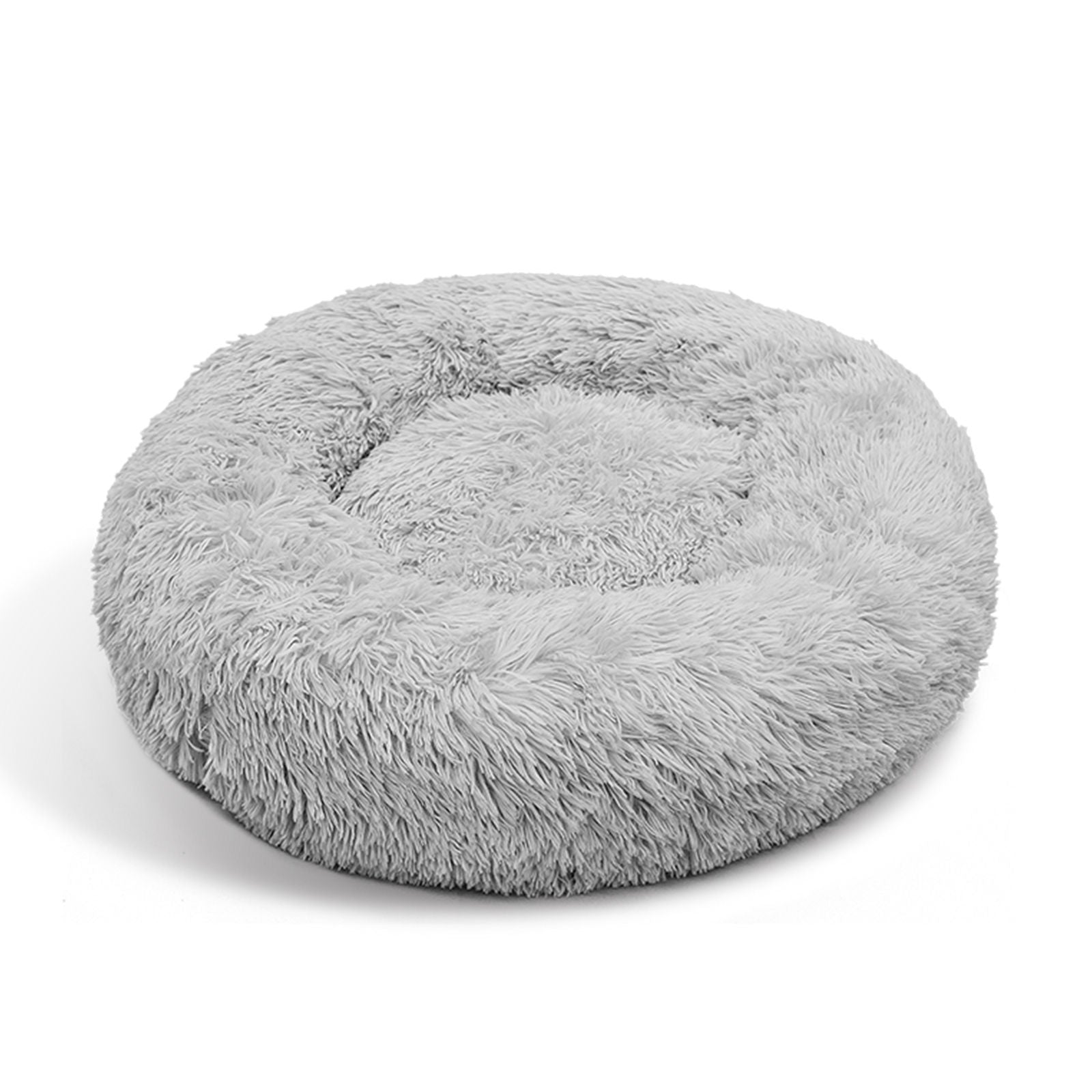 True Blue Pets Luxurious XL Round Plush Dog Bed - Light Grey Comfort Nest